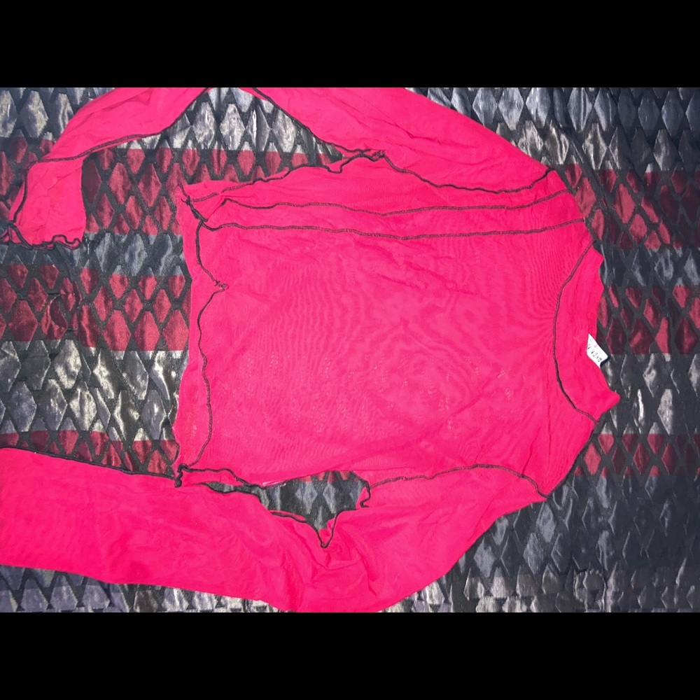 Red shirt see through